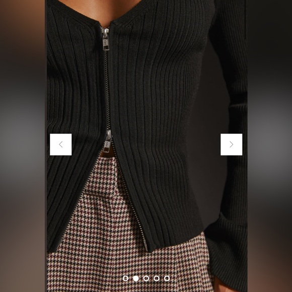 Maeve Zip-Front Cardigan Black Sweater Anthropologie Small gently used looks new - Picture 3 of 4